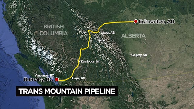 Map of the Trans Mountain Pipeline Route - Indigenous rights 