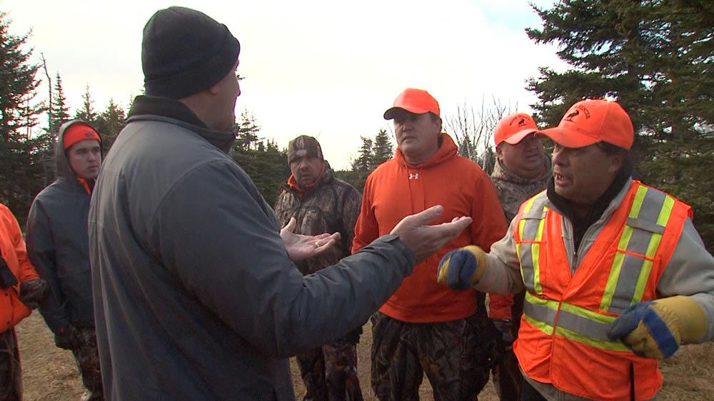 Non-Indigenous hunters confront Mi'kmaw hunters in December 2015 in Cape Breton Highlands National Park. Photo: APTN