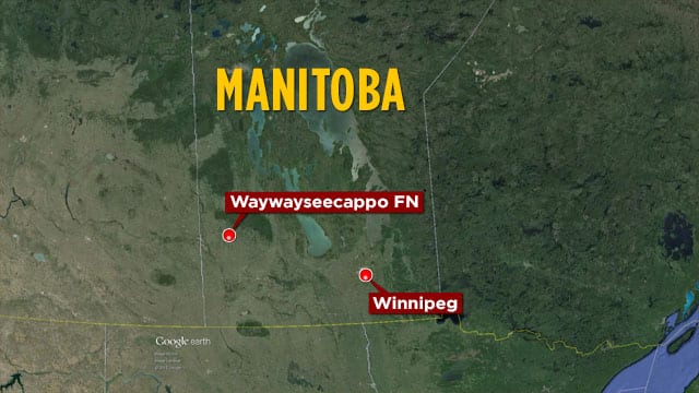 Map of Waywayseecappo First Nation in Manitoba