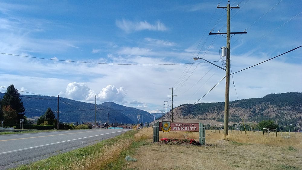 A welcome sign to Merritt, B.C. in the Nicola Valley.