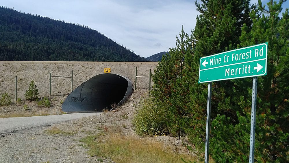 A view of the Coquihalla Highway from Mine Creek Forest Road